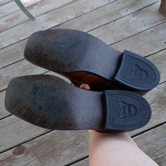 Vintage Buster Brown Boy's Leather Cognac Slide on Shoes with Buckle Size 4.5 - Picture 10 of 14